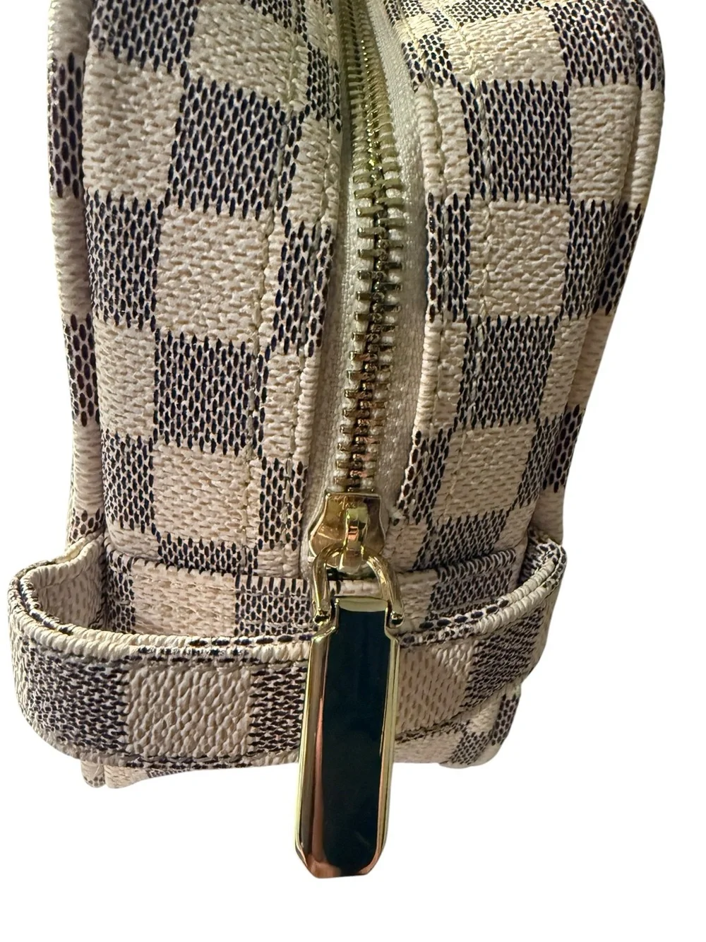 Designer Inspired Checkered Cosmetic Makeup Travel Bag Pouch Daisy Rose
